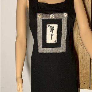 Piccalino petites Black long dress with appliqué.